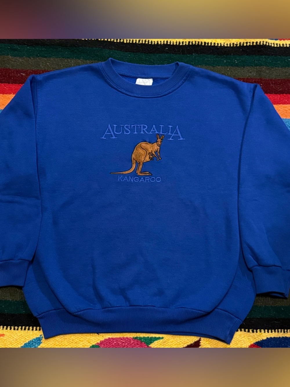 kangaROOS Royal Blue Crewneck Sweater with Embroidered Kangaroo